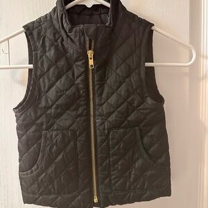 Girls 3T Old Navy Black Quilted Sleeveless Puffer Vest with Gold Zipper